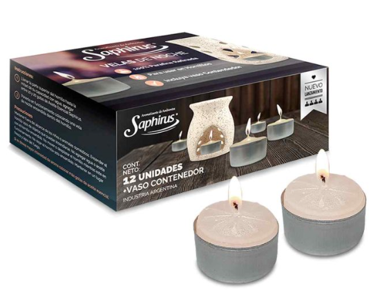 Velas de noche SAPHIRUS x 10 unidades