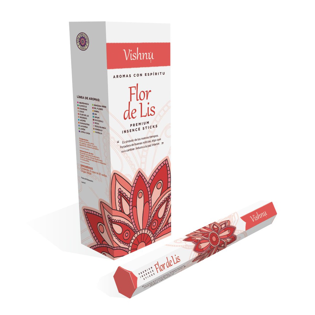 Sahumerio VISHNU FLOR DE LIS x 20 un.