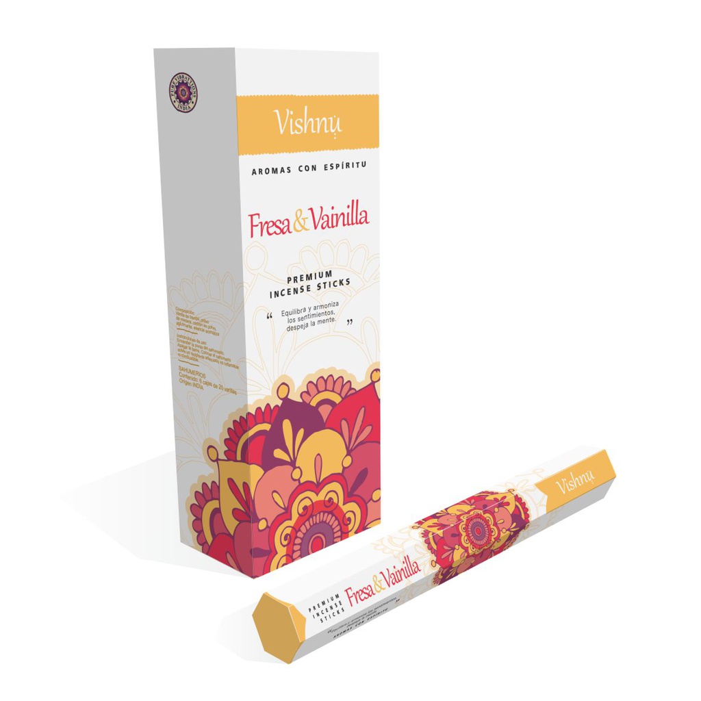 Sahumerio VISHNU FRESA Y VAINILLA x 20 un.