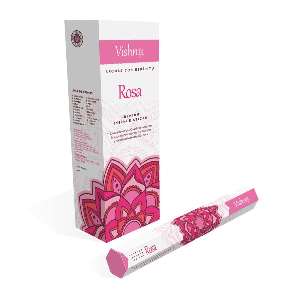 Sahumerio VISHNU ROSA x 20 un.