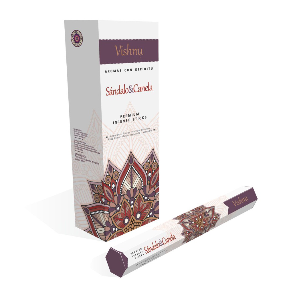 Sahumerio VISHNU SANDALO Y CANELA x 20 un.